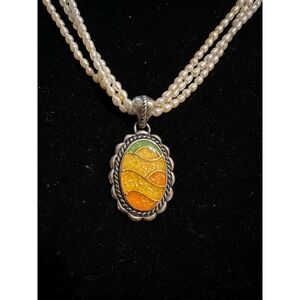 Carolyn Pollack Relios Necklace Pendant Sterling MOP